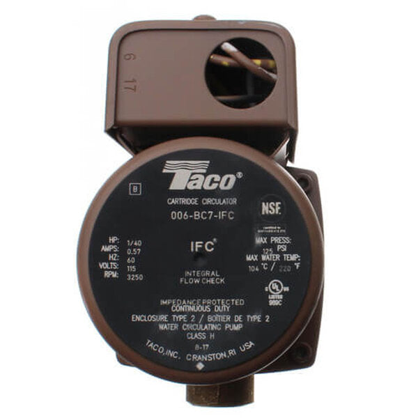 Taco 006-BC7-IFC 3/4" Sweat Bronze Circulator w/ Integral Flow Check, 1/40 HP Side View