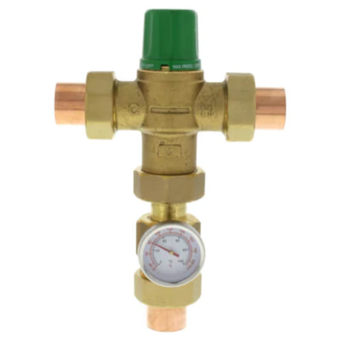 Taco 5003-C3-G 3/4" Sweat Union Mixing Valve w/ Gauge (Low Lead) Front View