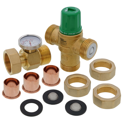 Taco 5003-HX-C3-G 3/4" Sweat Union Heating Only Mixing Valve w/ Gauge Top View