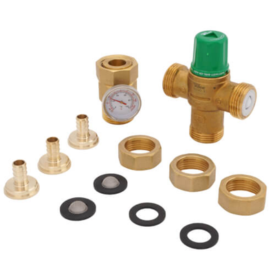Taco 5003-T3-G 3/4" NPT Male Union Mixing Valve w/ Gauge (Low Lead) Top View