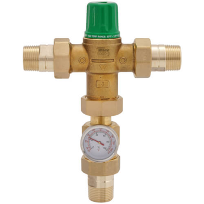 Taco 5003-T3-G 3/4" NPT Male Union Mixing Valve w/ Gauge (Low Lead) Front View