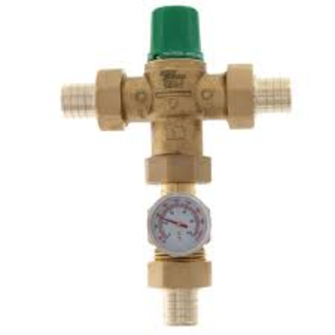 Taco  5004-HX-P3-G 1" PEX Union Heating Only Mixing Valve w/ Gauge Front View