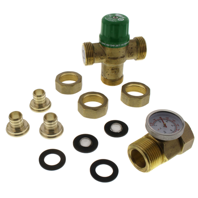 Taco  5123-P2-G 3/4" PEX Union Mixing Valve w/ Gauge (Low Lead) Top View