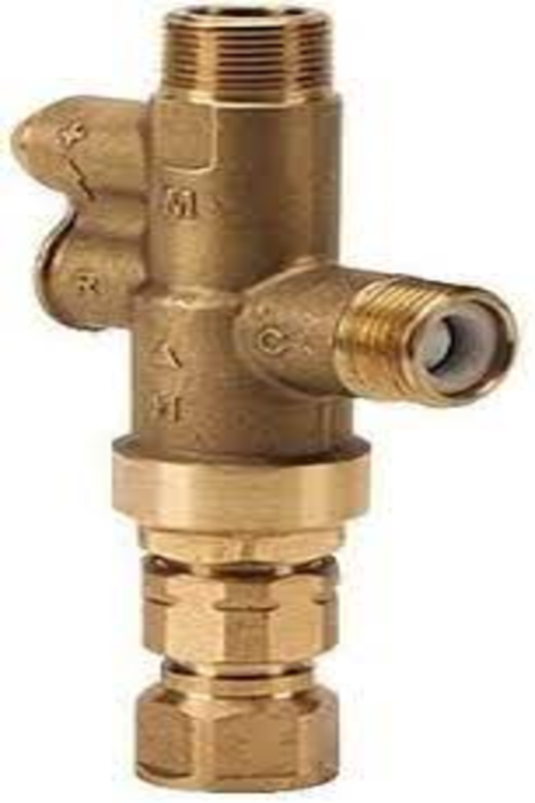 Taco 5123-WH-N3 3/4" NPT Union Direct Mount Water Heater Mixing Valve (Low Lead) Side View