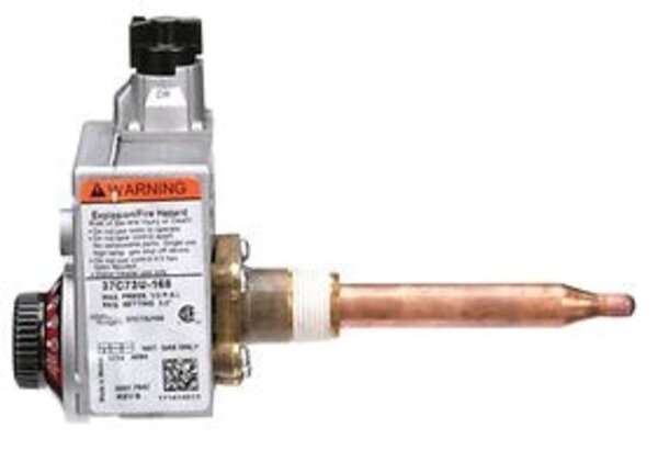 White-Rodgers 37C73U-168 Gas Water Heater Control, for Natural Gas Only, -12 N.P.T. Inlet, -12 Inverted Flare Outlet, 70 -160 Range, Fully Regulated Main and Pilot Regulators Fixed at 3.5 W.c., Single Cycle E.C.O. Set at 195 Replaces 37C63U-114 Front View