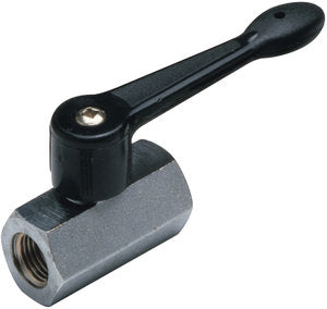 Mini ball valve with black nylon lever