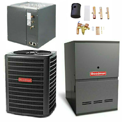 Goodman 1.5 Ton Cooling 15 SEER; 60k BTU Heating; 80% AFUE Gas Electric Air Conditioner System