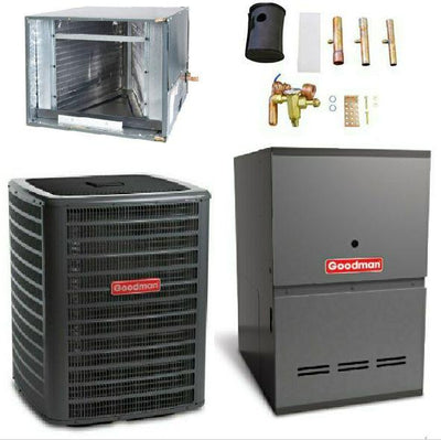 Goodman 2 Ton Cooling 18 SEER; 60k BTU Heating; 80% AFUE Gas Electric Air Conditioner System << Free Shipping in 48 States >>