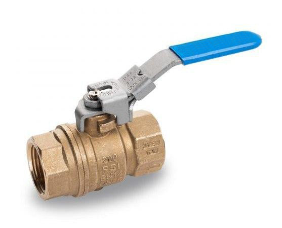 Full Port 2-way ball valve with blue lockable handle