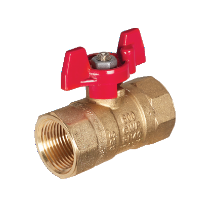 Standard Port 2-way ball valve with red aluminum T-handle
