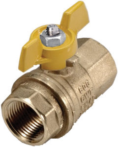 Full Port 2-way ball valve with yellow aluminum T-handle