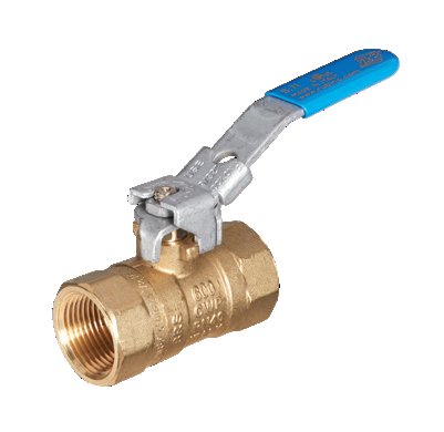 Standard Port 2-way ball valve with blue lockable handle