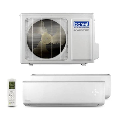 Boreal BRISA 18,000 BTU 1.5 Tons Dual Zone Wall Mount Ductless Mini Split System (9k, 9k) 230V Front View