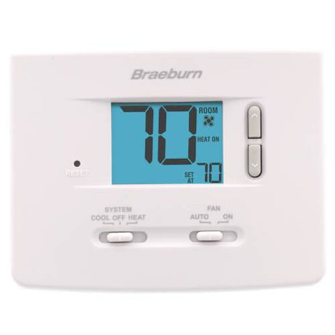 Braeburn Builder Value Dual Powered Thermostat, Front View