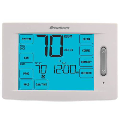 Braeburn Deluxe Programmable Touchscreen Thermostat, Front View