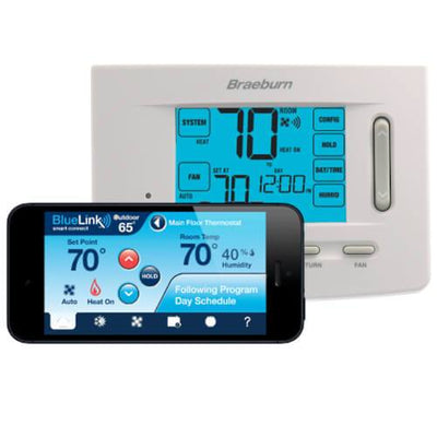 Braeburn BlueLink Wi-Fi Programmable Thermostat, Front View