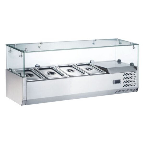 Coldline CTP48SG 48" Refrigerated Countertop Salad Bar, Glass Topping Rail, 4 Pans Side View