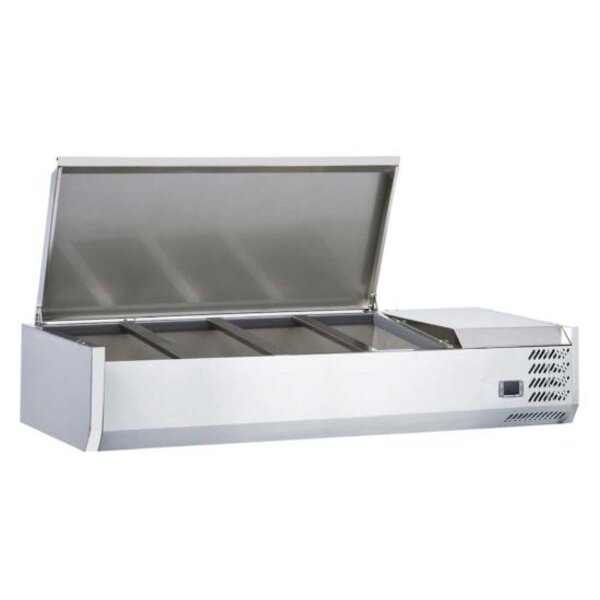 Coldline CTP48SS 48" Refrigerated Countertop Salad Bar, Stainless Steel Topping Rail, 4 Pans Side View