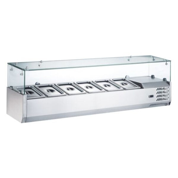 Coldline CTP60SG 60" Refrigerated Countertop Salad Bar, Glass Topping Rail, 6 Pans Side View