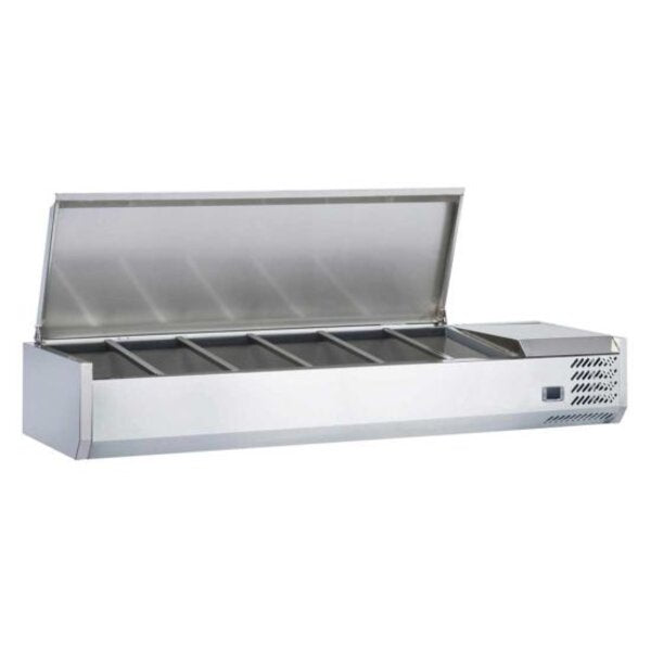 Coldline CTP60SS 60" Refrigerated Countertop Salad Bar, Stainless Steel Topping Rail, 6 Pans Side View