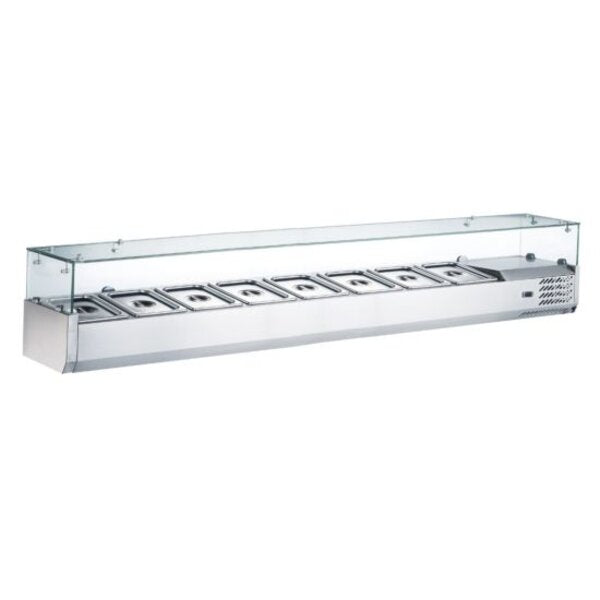 Coldline CTP70SG 71" Refrigerated Countertop Salad Bar, Glass Topping Rail, 8 Pans Side View