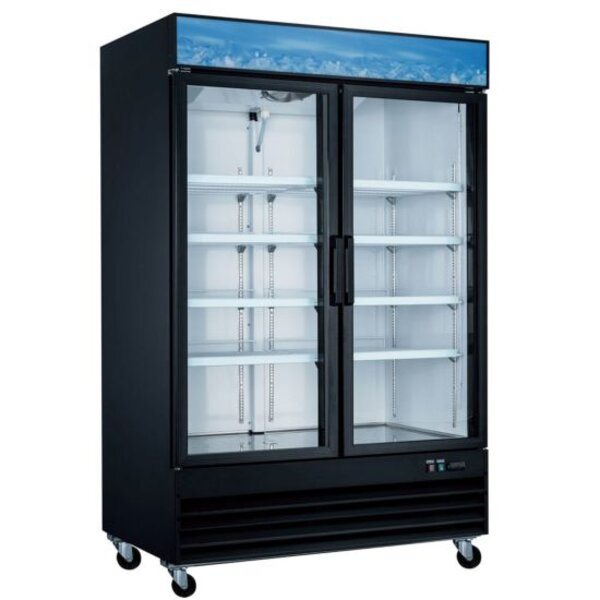 Coldline D53-B 53" Two Glass Door Merchandiser Freezer with LED Lighting - Black Side View