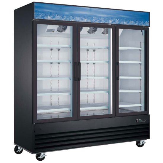 Coldline D80-B 79" Three Glass Door Merchandiser Freezer with LED Lighting Side View