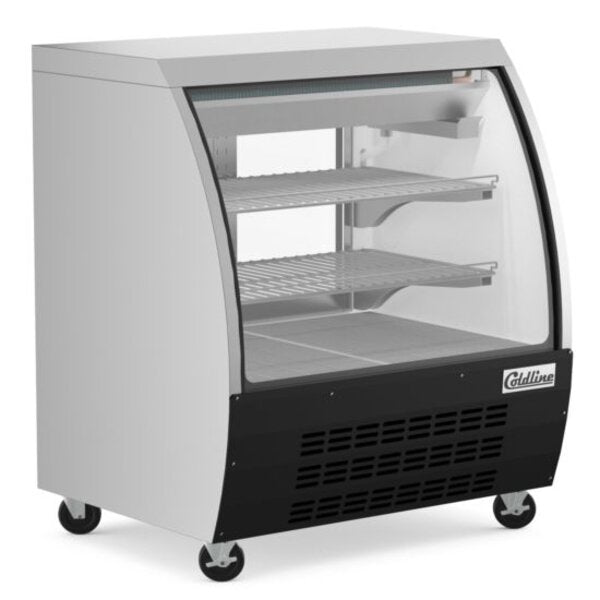 Coldline DC36-B 36" Black Refrigerated Curved Glass Deli Meat Display Case Side View