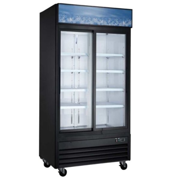 Coldline G40S-B 40" Two Glass Sliding Door Merchandiser Refrigerator with LED Lighting - Black Side View