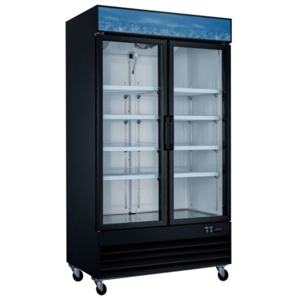 Coldline G48-B 48" Two Glass Door Merchandiser Refrigerator with LED Lighting - Black Side View