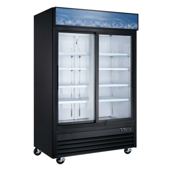 Coldline G53S-B 53" Double Glass Sliding Door Merchandiser Refrigerator with LED Lighting Side View