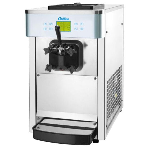 Coldline NEO-C3 Countertop Soft Serve Ice Cream Machine with Air Pump, 2 Hoppers and 3 Dispensers Side View