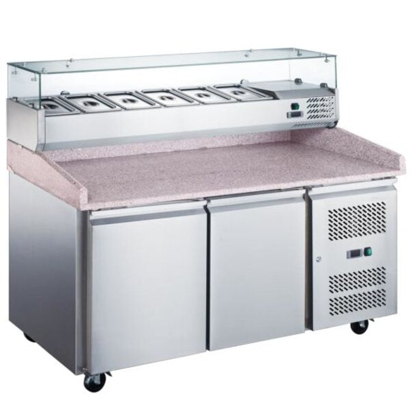 Coldline PDR-60-SG 60" Refrigerated Pizza Prep with Refrigerated Glass Topping Rail Side View