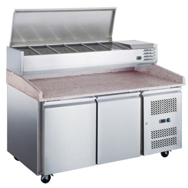 Coldline PDR-60-SS 60" Refrigerated Pizza Prep with Refrigerated Stainless Topping Rail Side View