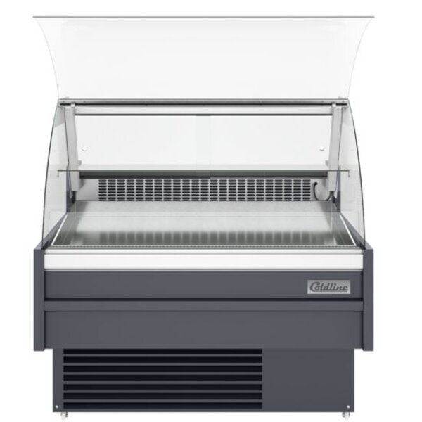 Coldline SDC48-F 48" Refrigerated Fish Display Case with Ice Bin and Drain Side View
