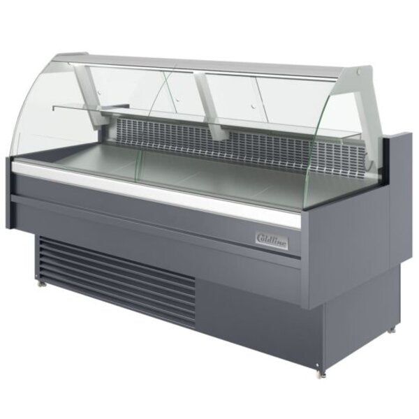 Coldline SDC72 72" Refrigerated Curved Glass Meat Deli Case with Rear Storage Side View