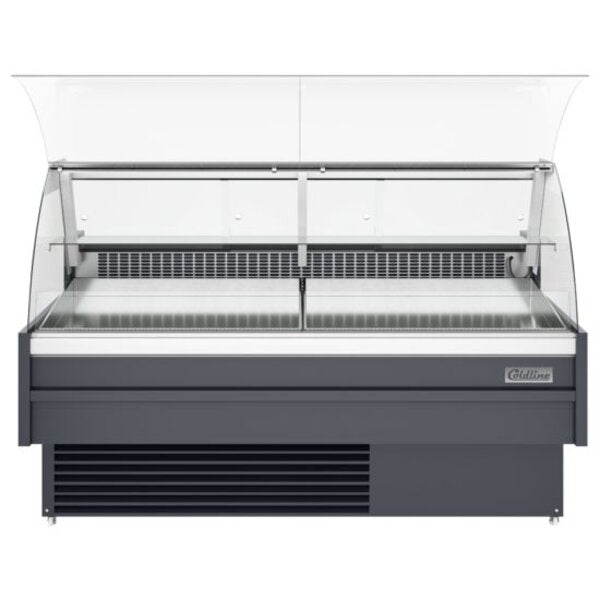 Coldline SDC72-F 72" Refrigerated Fish Display Case with Ice Bin and Drain Side View