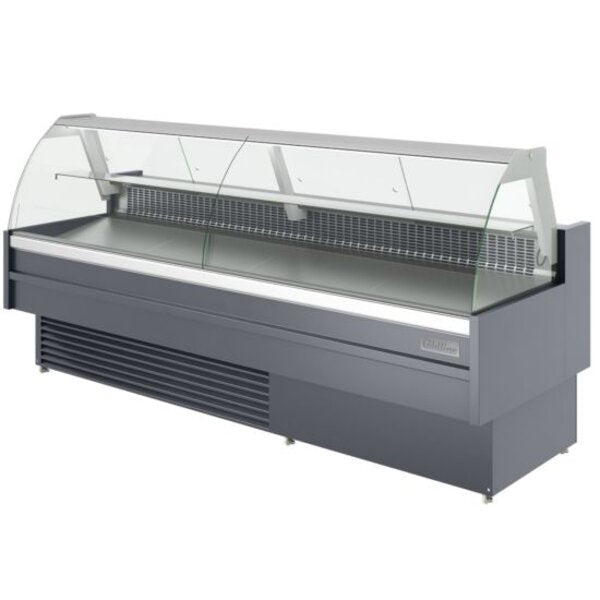 Coldline SDC98 98" Refrigerated Curved Glass Meat Deli Case with Rear Storage Side View