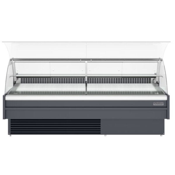 Coldline SDC98-F 98” Refrigerated Fish Display Case with Ice Bin and Drain Side View