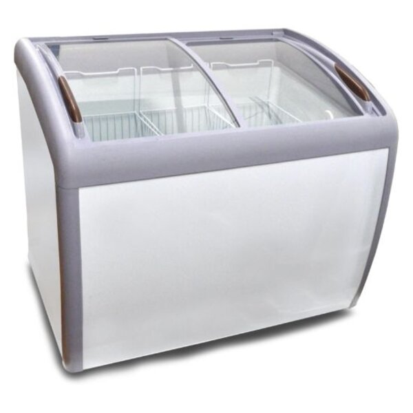 Coldline XS260 39" Curved Glass Ice Cream Freezer with LED Lighting | 10 Cu. Ft. Side View