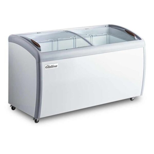 Coldline XS360 50" Curved Glass Ice Cream Freezer with LED Lighting | 13 Cu. Ft. Side View