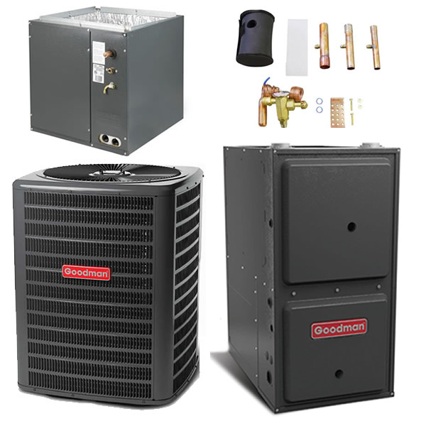 Goodman 3 Ton Cooling 17 SEER; 120k BTU Heating; 96% AFUE Gas Electric Air Conditioner System