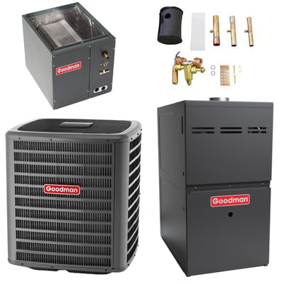 Goodman 3 Ton Cooling 14.5 SEER; 80k BTU Heating; 80% AFUE Gas Electric Air Conditioner System << Free Shipping in 48 States >>