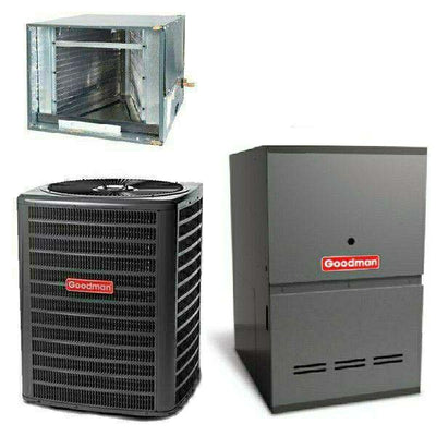 Goodman 2 Ton Cooling 15.5 SEER; 80k BTU Heating; 80% AFUE Gas Electric Air Conditioner System