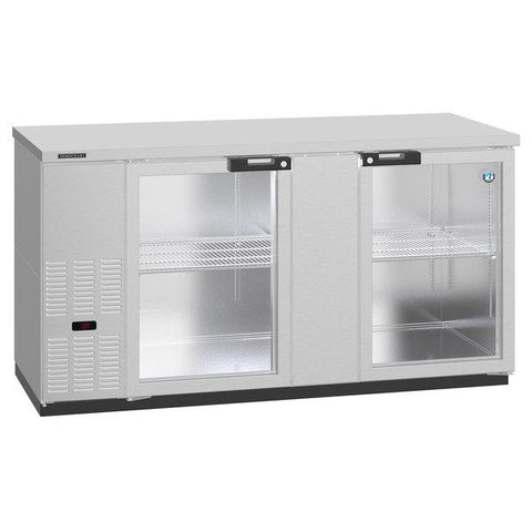 Hoshizaki HBB-3G-LD-69-S Stainless Steel Back Bar Refrigerator, Two Section Glass Doors, 115V