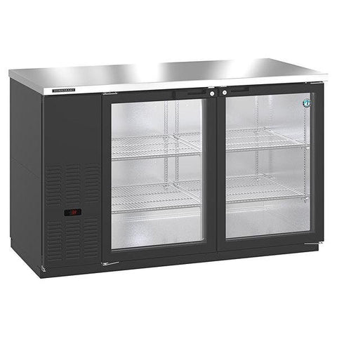 Hoshizaki Stainless Steel Back Bar Refrigerator, Three Section Glass Doors, View on the Left