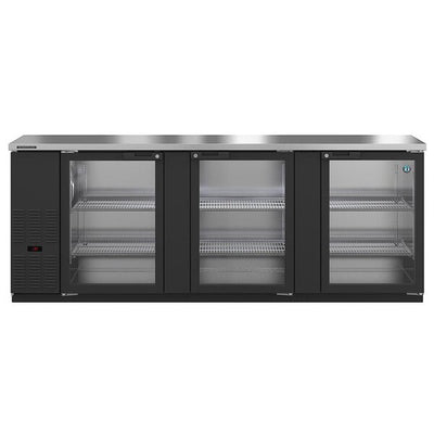 Hoshizaki Stainless Steel Back Bar Refrigerator, Three Section Glass Doors, Front View