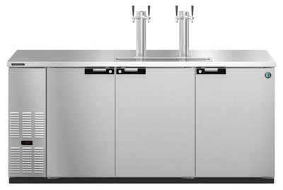 Hoshizaki Three Section Refrigerator Stainless Steel Double Tap Kegerator, Front View