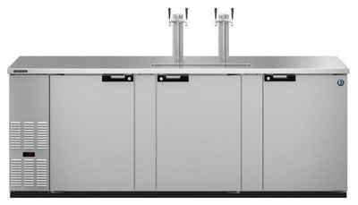 Hoshizaki Three Section Refrigerator Stainless Steel Vinyl Double Tap Kegerator, Front View