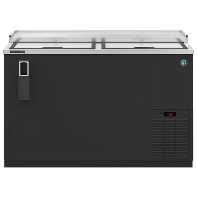 Hoshizaki Horizontal Refrigerator, Two Section Black Vinyl Bottle Cooler, Front View